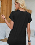 Black V-Neck Petal Sleeve T-Shirt Sentient Beauty Fashions Apparel & Accessories