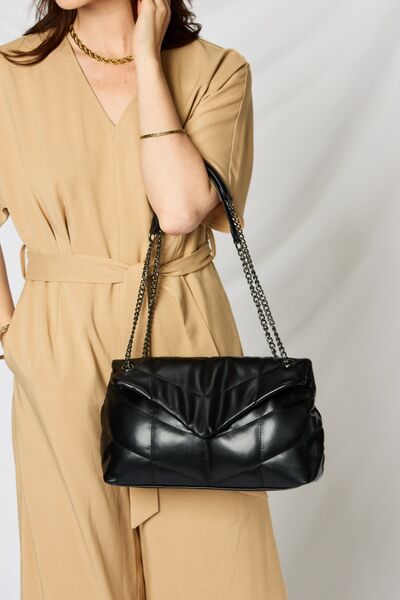 Tan SHOMICO PU Leather Chain Handbag Sentient Beauty Fashions Apparel & Accessories