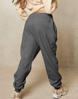 Tan Simply Love Full Size Drawstring Heart Graphic Long Sweatpants Sentient Beauty Fashions Apparel & Accessories