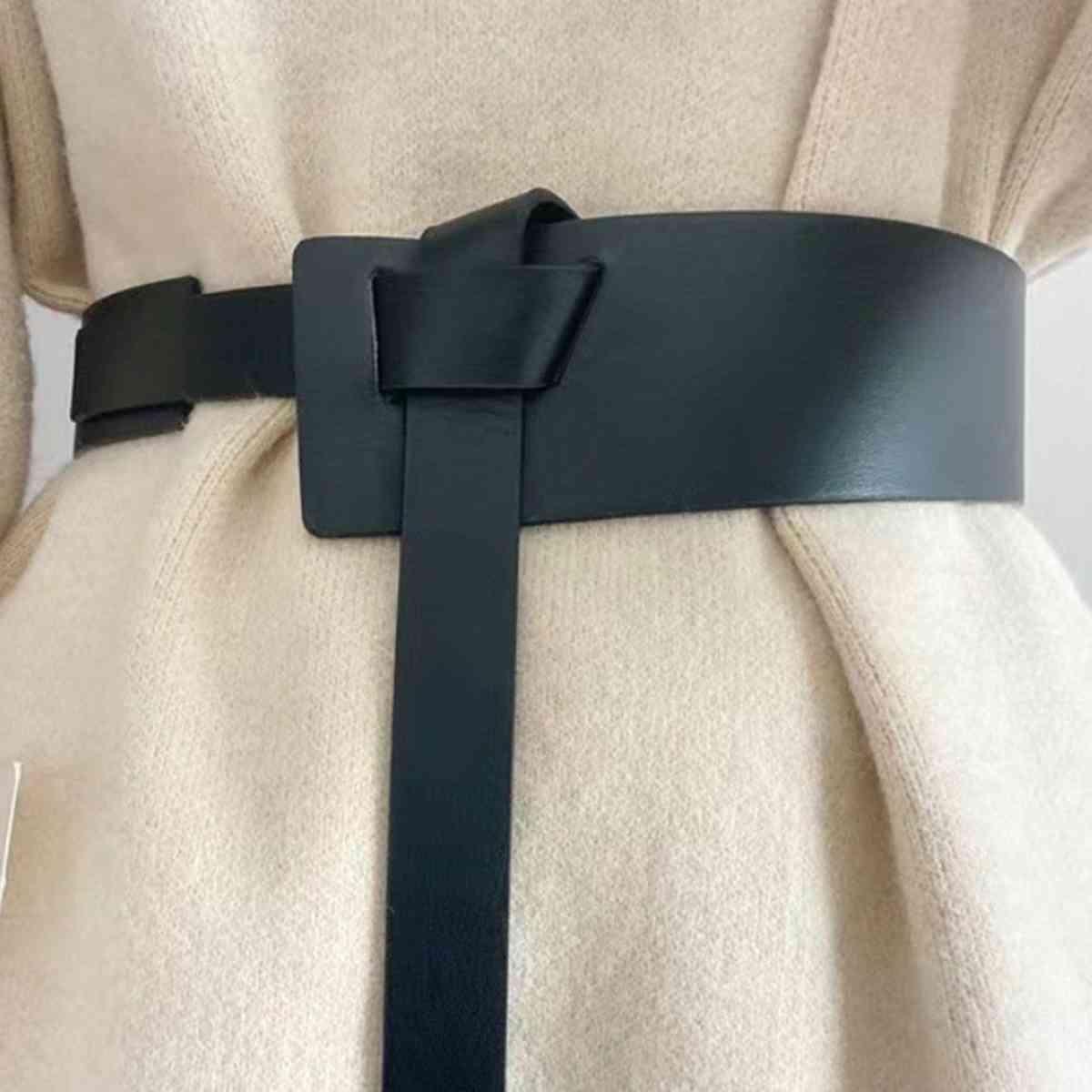 Gray Knot Detail PU Belt Sentient Beauty Fashions *Accessories