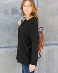 Dark Gray Basic Bae Full Size Round Neck Dropped Shoulder T-Shirt Sentient Beauty Fashions Apparel & Accessories