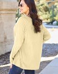 Gray Basic Bae Full Size Ribbed Round Neck Long Sleeve Knit Top Sentient Beauty Fashions Apparel & Accessories