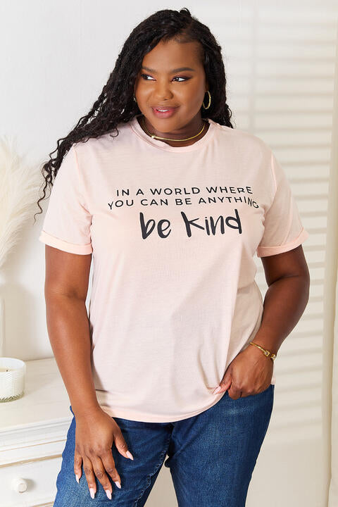 Light Gray Simply Love Slogan Graphic Cuffed T-Shirt Sentient Beauty Fashions Apparel &amp; Accessories