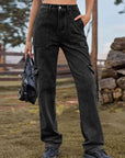 Dark Slate Gray High Waist Cargo Jeans Sentient Beauty Fashions denim