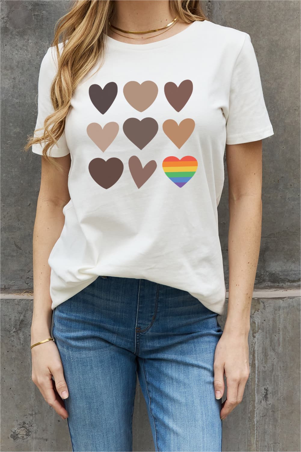 Slate Gray Simply Love Full Size Heart Graphic Cotton Tee Sentient Beauty Fashions Apparel &amp; Accessories