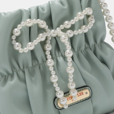 Light Slate Gray Nicole Lee USA Pearl Bow Chain Strap Purse Sentient Beauty Fashions Apparel &amp; Accessories