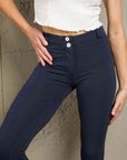 Dark Slate Gray Baeful Buttoned Skinny Long Jeans Sentient Beauty Fashions Apparel & Accessories