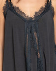 Dark Slate Gray POL Lace Detail V-Neck Cami Sentient Beauty Fashions Apparel & Accessories