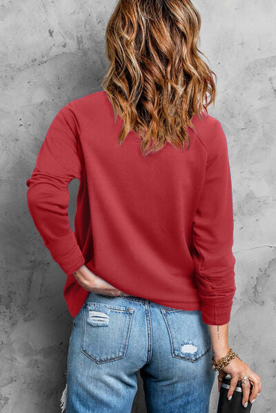 Sienna Heart Pearl Detail Round Neck Sweatshirt Sentient Beauty Fashions Apparel &amp; Accessories