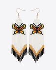 White Smoke Butterfly Beaded Dangle Earrings Sentient Beauty Fashions jewelry