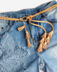 Light Slate Gray Braid Belt with Tassels Sentient Beauty Fashions *Accessories