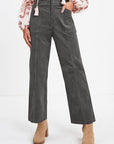 Dark Slate Gray Pocketed Elastic Waist Straight Pants Sentient Beauty Fashions Apparel & Accessories