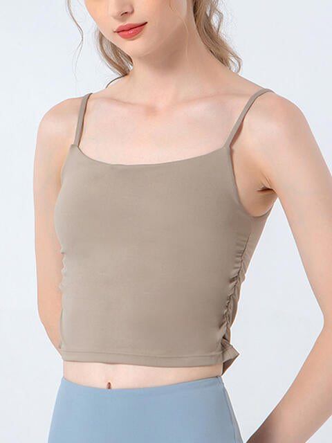 Light Gray Ruched Sports Cami Sentient Beauty Fashions Apparel &amp; Accessories
