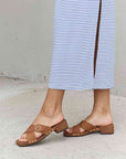 Gray Forever Link Square Toe Cross Strap Buckle Clog Sandal in Ochre Sentient Beauty Fashions Shoes