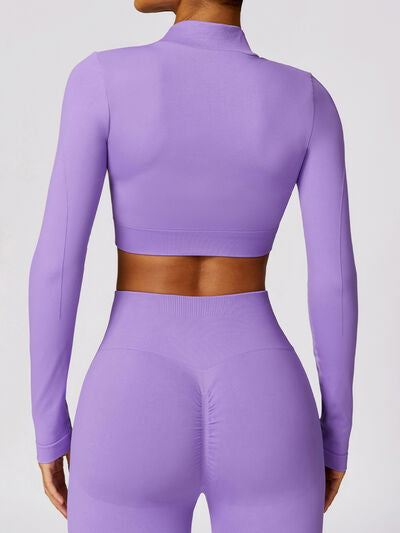 Medium Purple Zip Up Baseball Collar Long Sleeve Active Outerwear Sentient Beauty Fashions Apparel &amp; Accessories