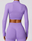 Medium Purple Zip Up Baseball Collar Long Sleeve Active Outerwear Sentient Beauty Fashions Apparel & Accessories