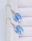 Light Gray Opal Blue Platinum-Plated Drop Earrings