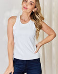 Light Gray Basic Bae Full Size Round Neck Racerback Tank Sentient Beauty Fashions Apparel & Accessories