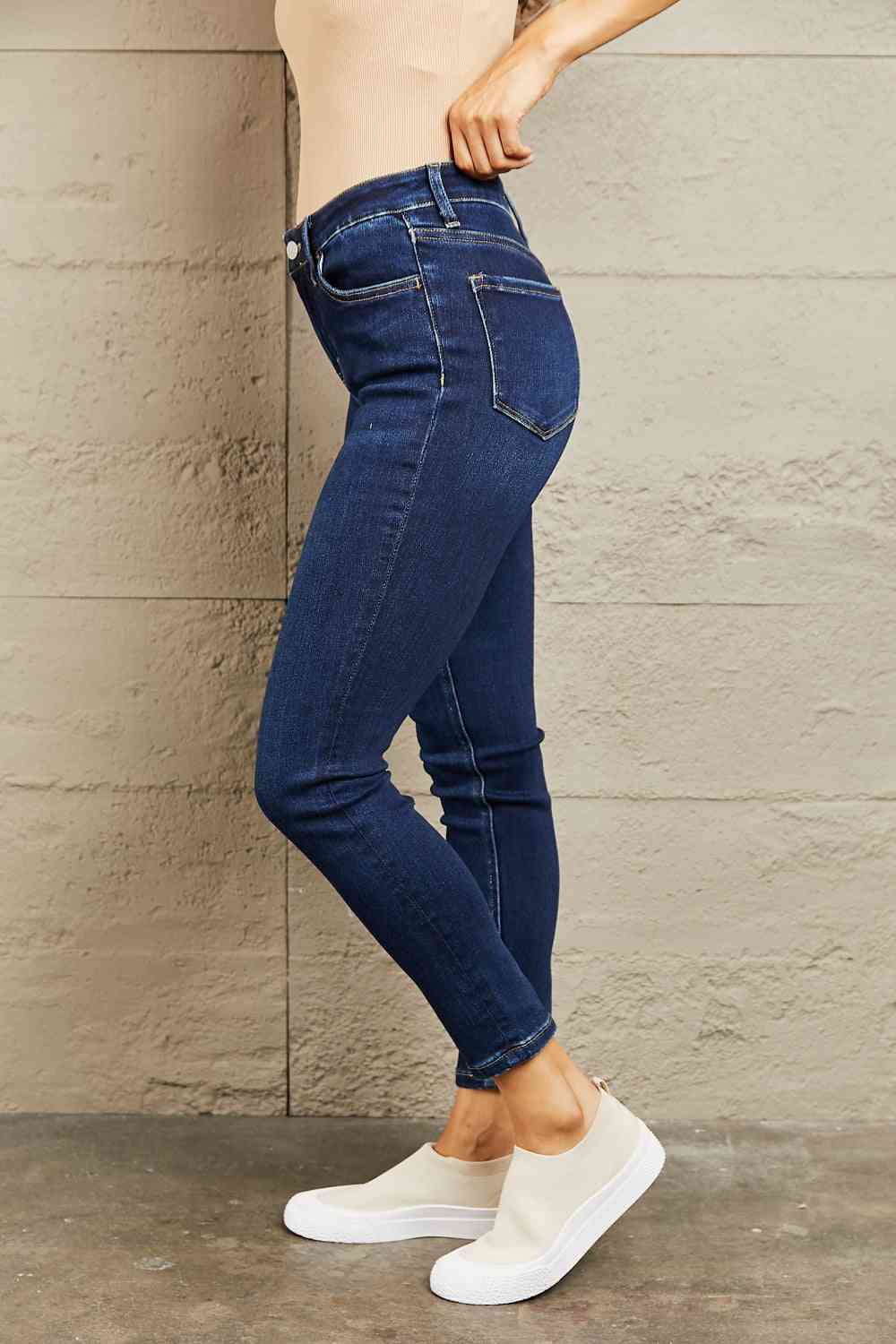 Rosy Brown BAYEAS Mid Rise Slim Jeans Sentient Beauty Fashions Apparel &amp; Accessories
