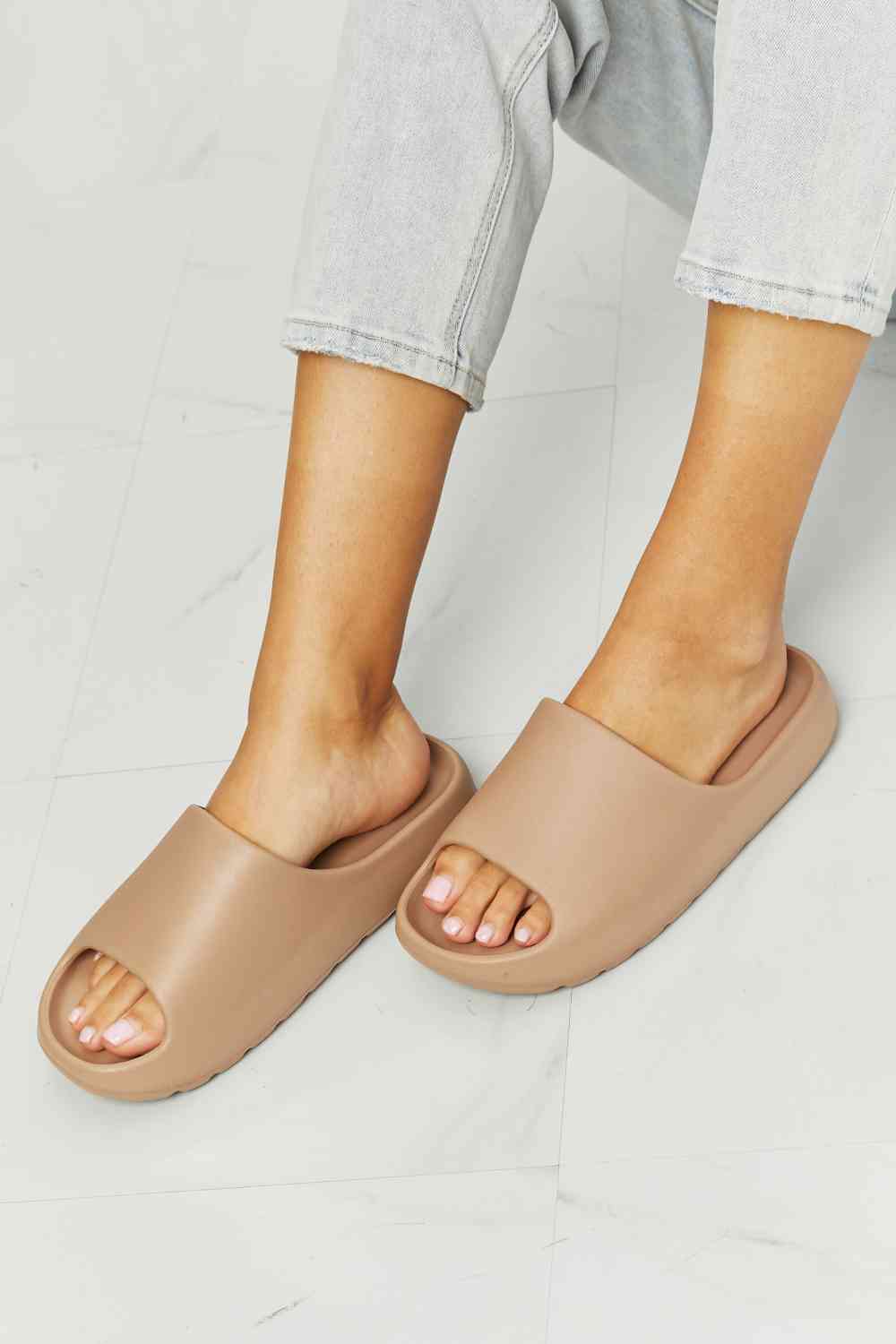 Light Gray NOOK JOI In My Comfort Zone Slides in Beige Sentient Beauty Fashions Shoes