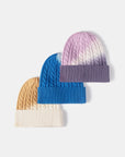 White Smoke Contrast Tie-Dye Cable-Knit Cuffed Beanie