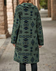 Dim Gray Geometric Pocketed Dropped Shoulder Coat Sentient Beauty Fashions Apparel & Accessories