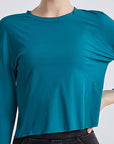 Dark Cyan Round Neck Dropped Shoulder Active T-Shirt Sentient Beauty Fashions Apparel & Accessories