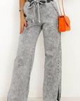Light Gray Slit Drawstring Jeans with Pockets Sentient Beauty Fashions Apparel & Accessories
