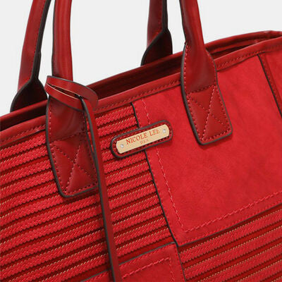 Firebrick Nicole Lee USA Scallop Stitched Handbag Sentient Beauty Fashions Apparel &amp; Accessories
