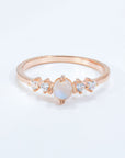 White Smoke Natural Moonstone and Zircon 18K Rose Gold-Plated Ring Sentient Beauty Fashions rings
