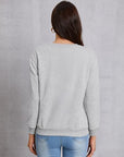 Gray LOVE Round Neck Long Sleeve Sweatshirt Sentient Beauty Fashions Apparel & Accessories