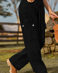 Black Loose Fit Drawstring Jeans with Pocket Sentient Beauty Fashions Apparel & Accessories