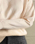 Gray Geometric Turtleneck Long Sleeve Sweater Sentient Beauty Fashions Tops