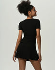 Black Deep V Short Sleeve Mini Dress Sentient Beauty Fashions Apparel & Accessories