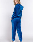 Lavender ACTIVE BASIC Faux Fur Zip Up Long Sleeve Hoodie and Joggers Set Sentient Beauty Fashions Apparel & Accessories