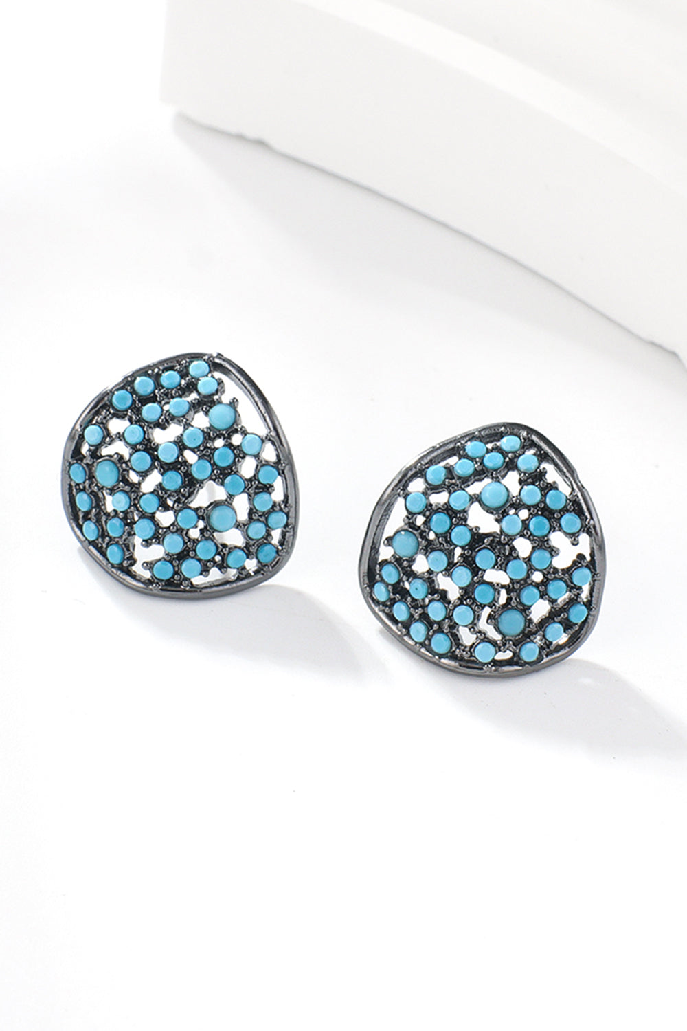 Dim Gray Turquoise Stud Earrings Sentient Beauty Fashions jewelry