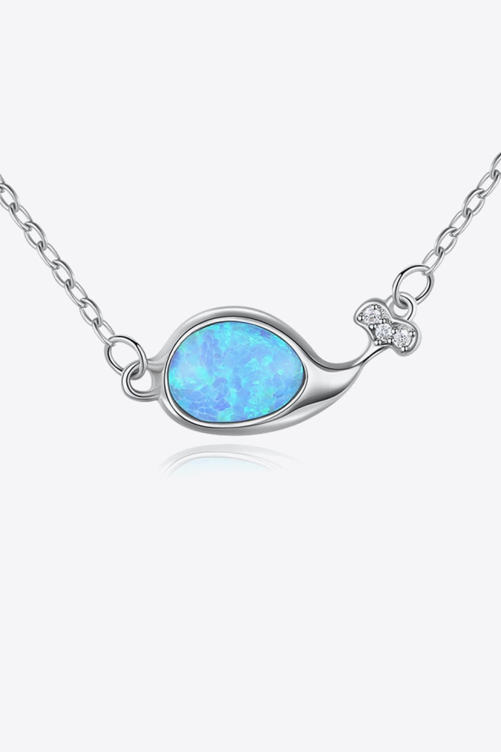 White Smoke Opal Dolphin 925 Sterling Silver Necklace Sentient Beauty Fashions jewelry