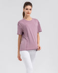 Light Gray Round Neck Short Sleeve Active Top