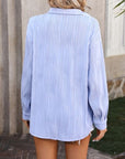 Light Steel Blue Button Up Dropped Shoulder Shirt Sentient Beauty Fashions Apparel & Accessories