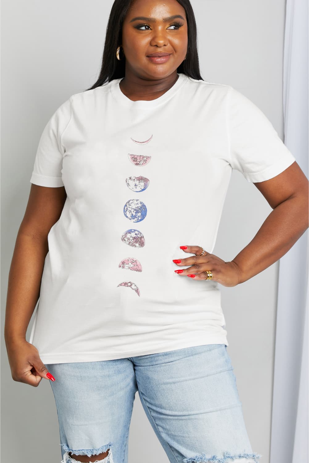 Light Gray Simply Love Full Size Graphic Cotton Tee Sentient Beauty Fashions Apparel &amp; Accessories