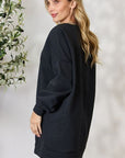 Black Zenana Oversized Longline Top with Pockets Sentient Beauty Fashions Apparel & Accessories