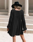 Gray Lace Detail V-Neck Mini Dress Sentient Beauty Fashions Apparel & Accessories