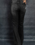 Dark Slate Gray Distressed Raw Hem Flare Jeans Sentient Beauty Fashions denim