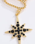 Beige Star and Moon Rhinestone Alloy Necklace Sentient Beauty Fashions jewelry