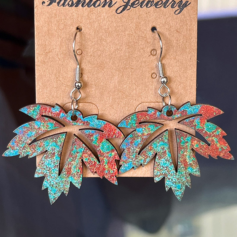 Tan Wooden Dangle Earrings Sentient Beauty Fashions earrings