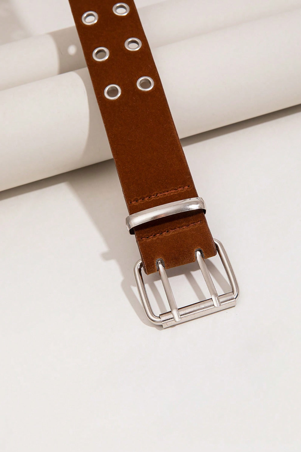 Double Row Grommet PU Leather Belt