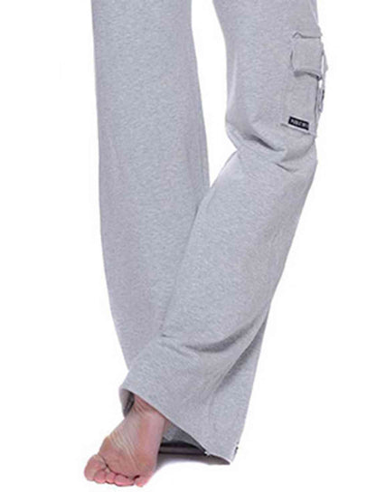 Gray Mid Waist Pants with Pockets