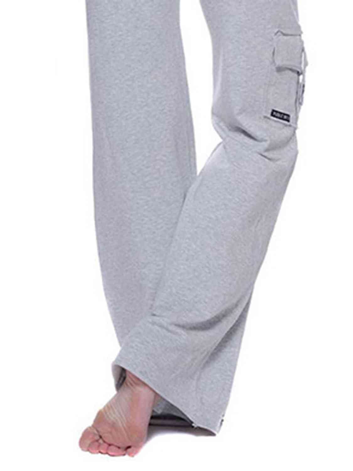 Gray Mid Waist Pants with Pockets