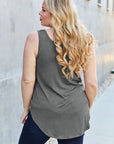 Gray Basic Bae Full Size Round Neck Tank Sentient Beauty Fashions Apparel & Accessories