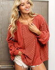 Sienna BiBi Checkered Spliced Long Sleeve Top Sentient Beauty Fashions Apparel & Accessories